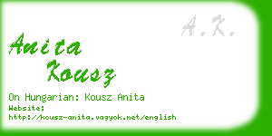 anita kousz business card